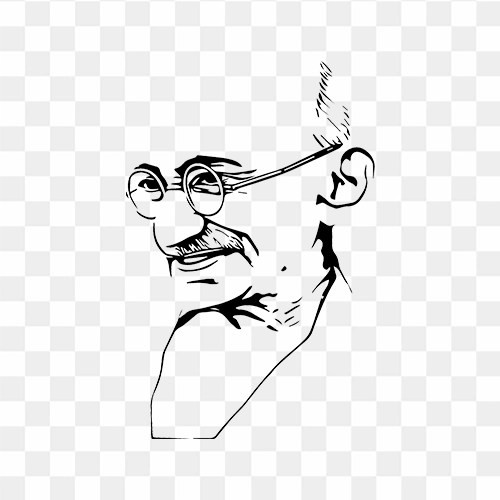 Mahatma Gandhi Line Sketch Illustration Clipart PNG